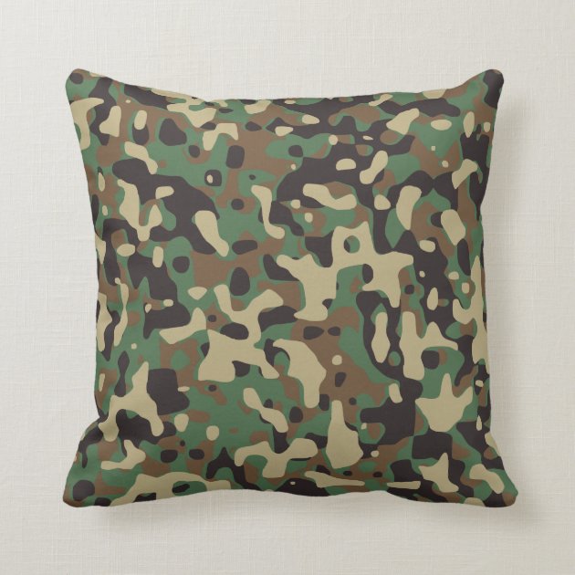 Woodland Tan Brown Green Gray Camo Camouflage Throw Pillow Zazzle